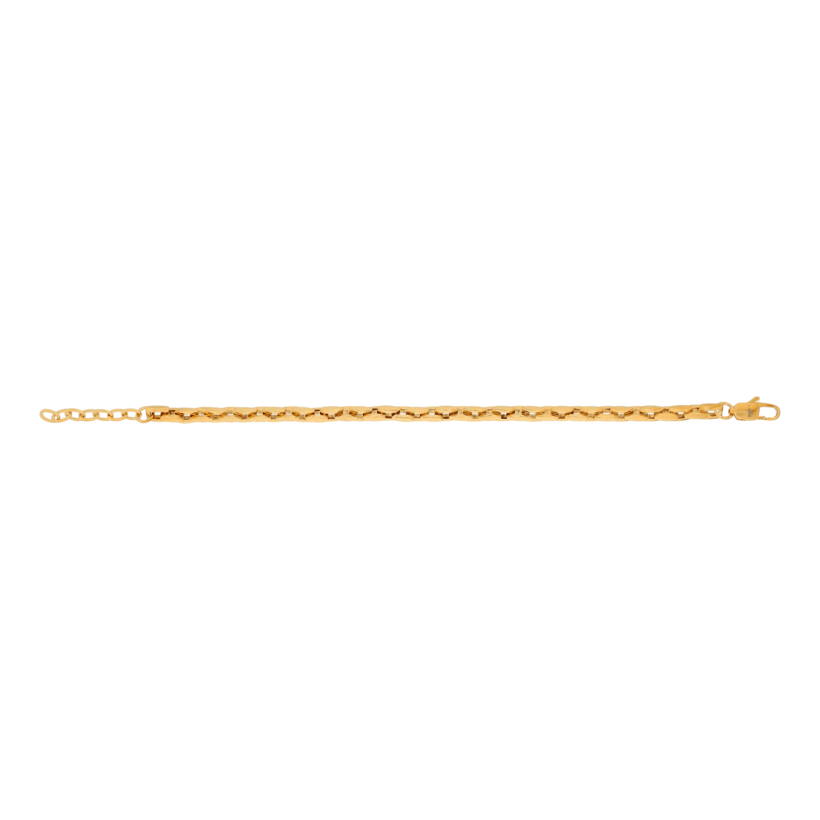 Bracelet Callas en acier doré maille fantaisie, 19 cm avec rallonge de 3 cm