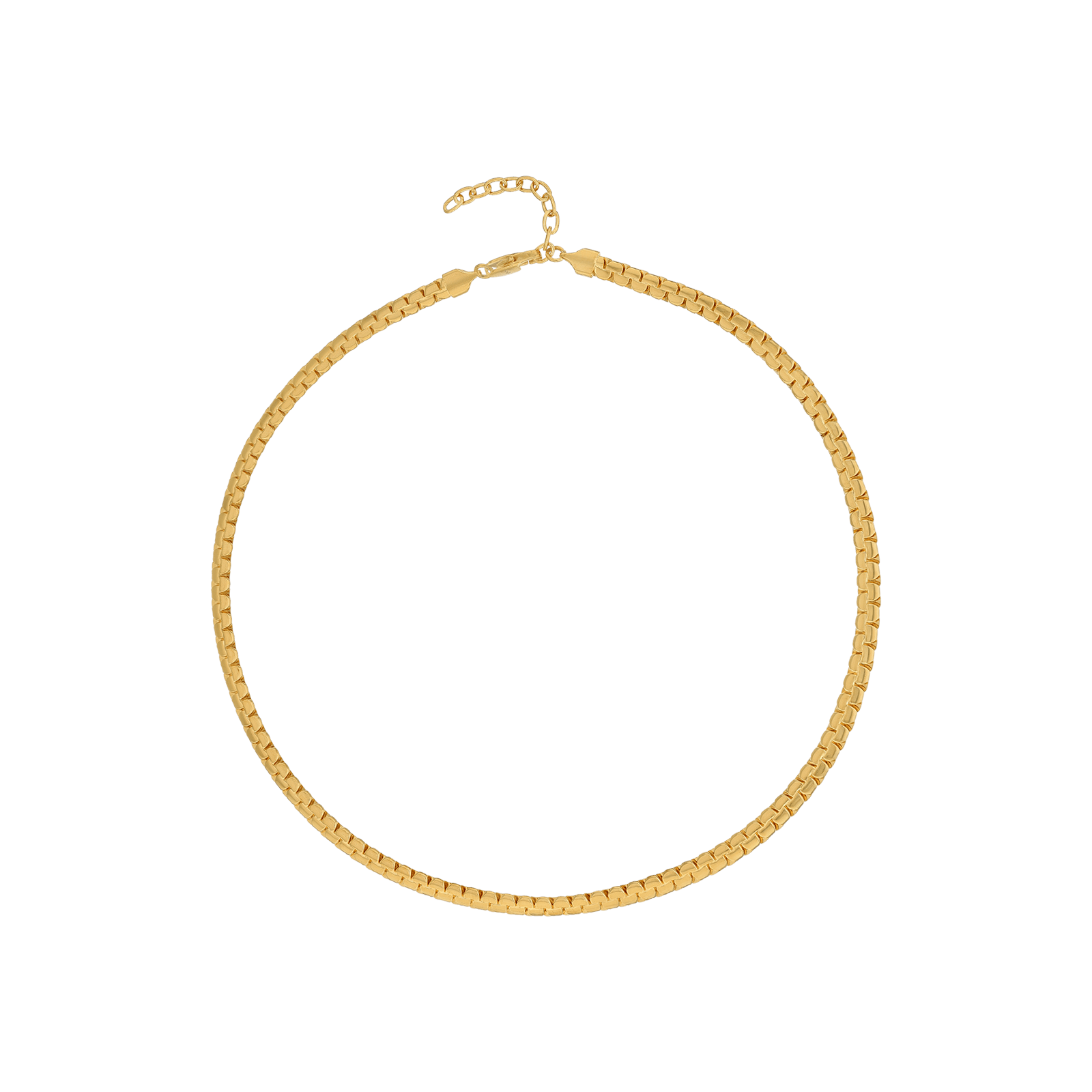 Collier Callas en acier doré maille jaseron fantaisie, 50 cm avec rallonge de 5 cm