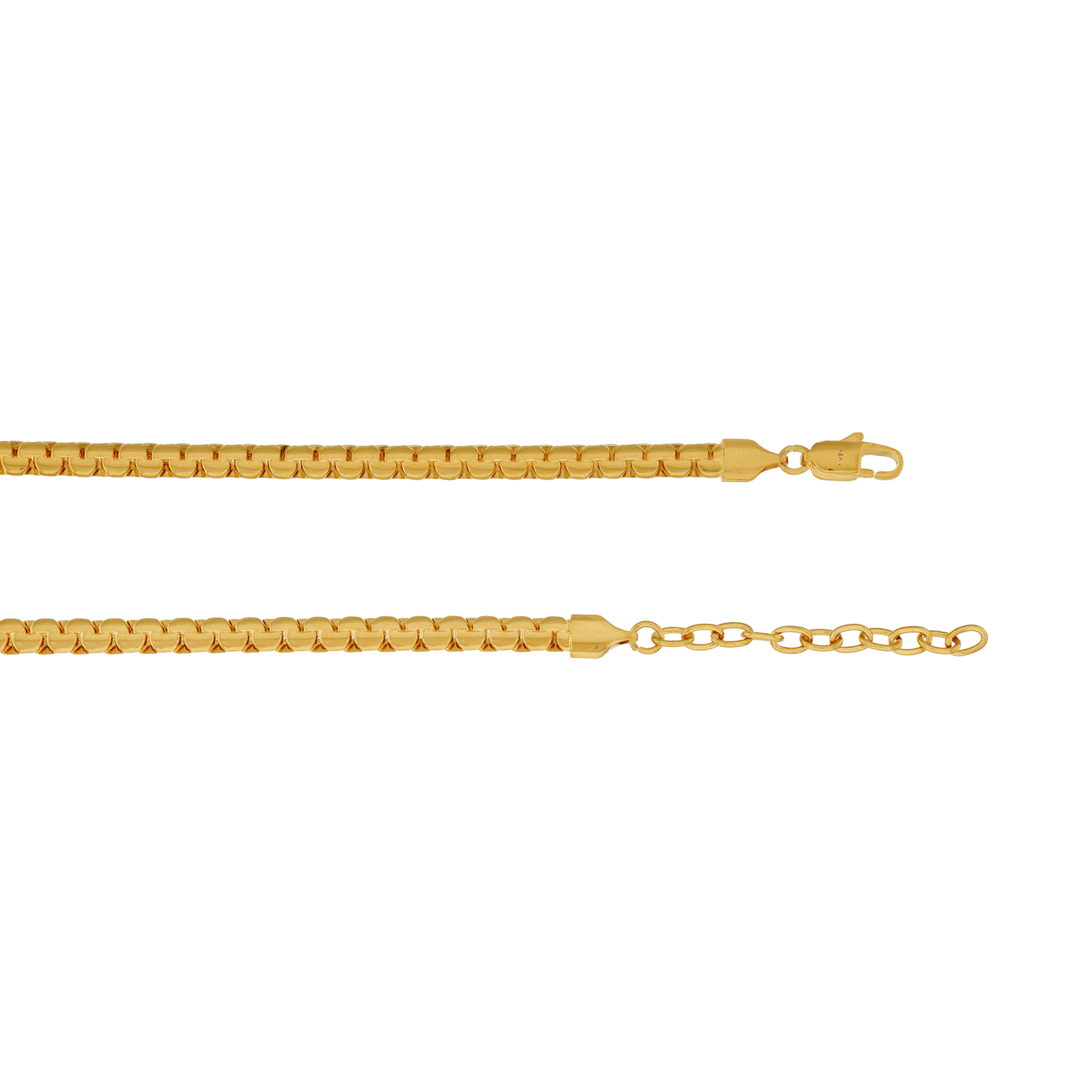Collier Callas en acier doré maille jaseron fantaisie, 50 cm avec rallonge de 5 cm