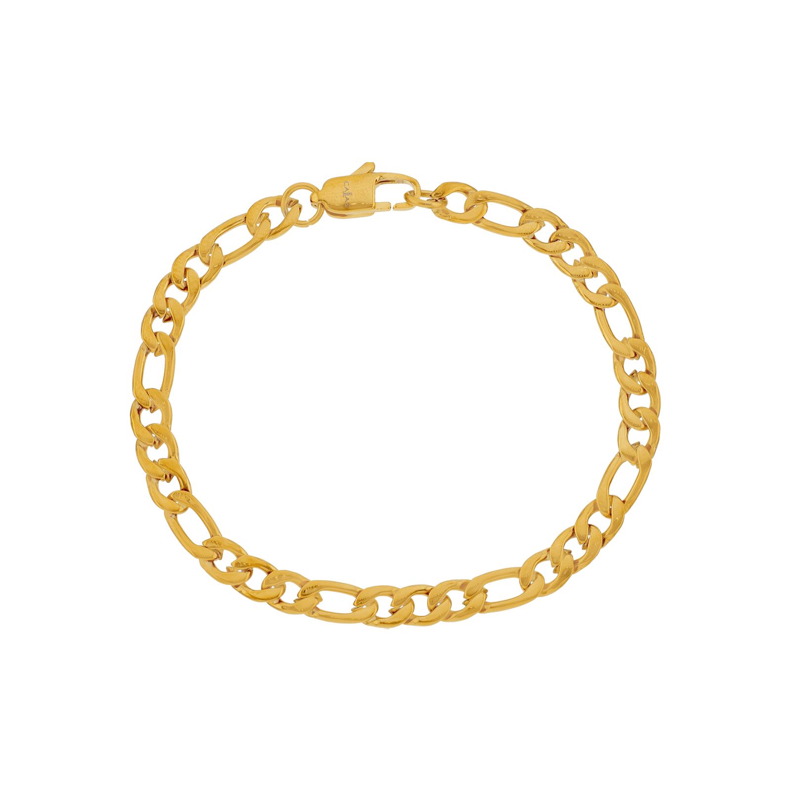 Bracelet Callas en acier doré maille Figaro alternée un pour trois, 19 cm