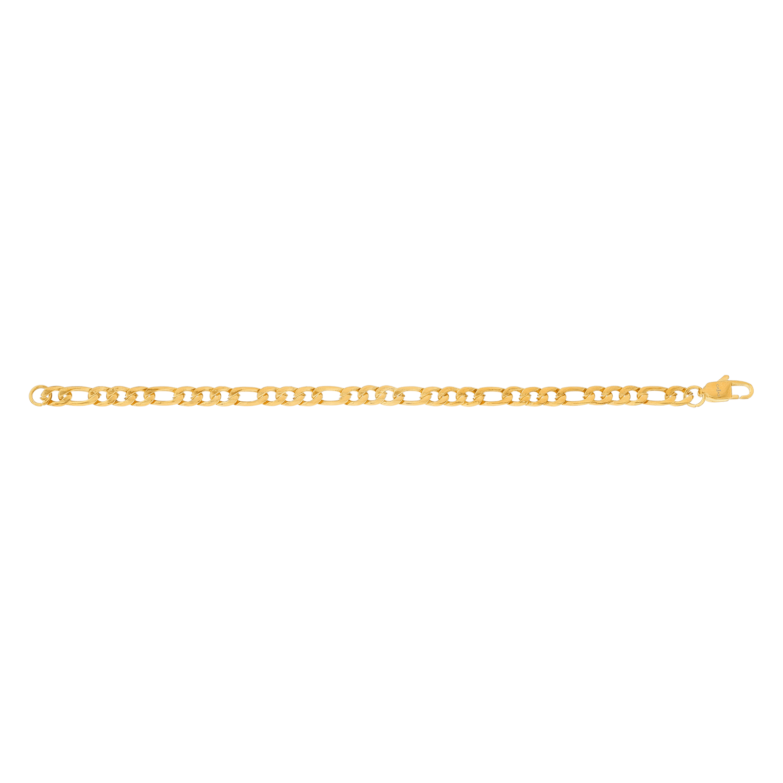 Bracelet Callas en acier doré maille Figaro alternée un pour trois, 19 cm