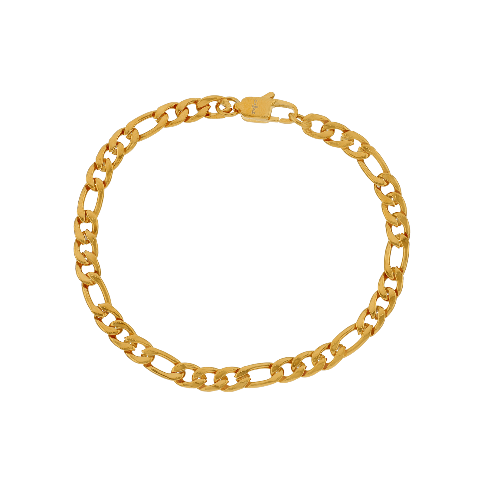 Bracelet Callas en acier doré maille Figaro alternée un pour trois, 21 cm