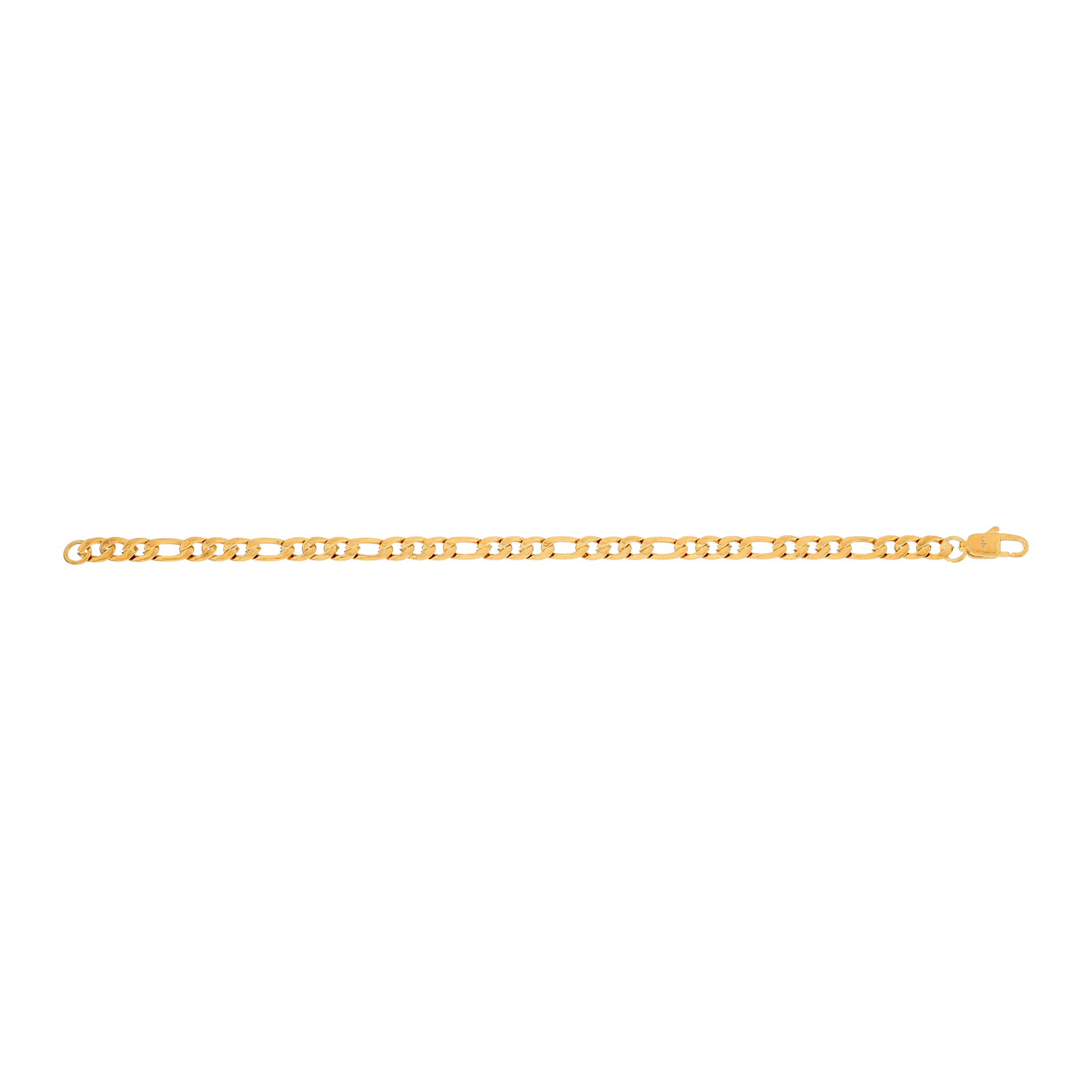 Bracelet Callas en acier doré maille Figaro alternée un pour trois, 21 cm