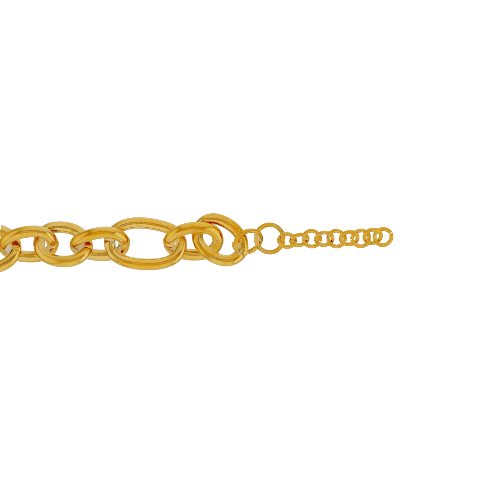 Bracelet Callas en acier doré maille forçat lisse alternée, 17,5 cm avec rallonge de 3 cm