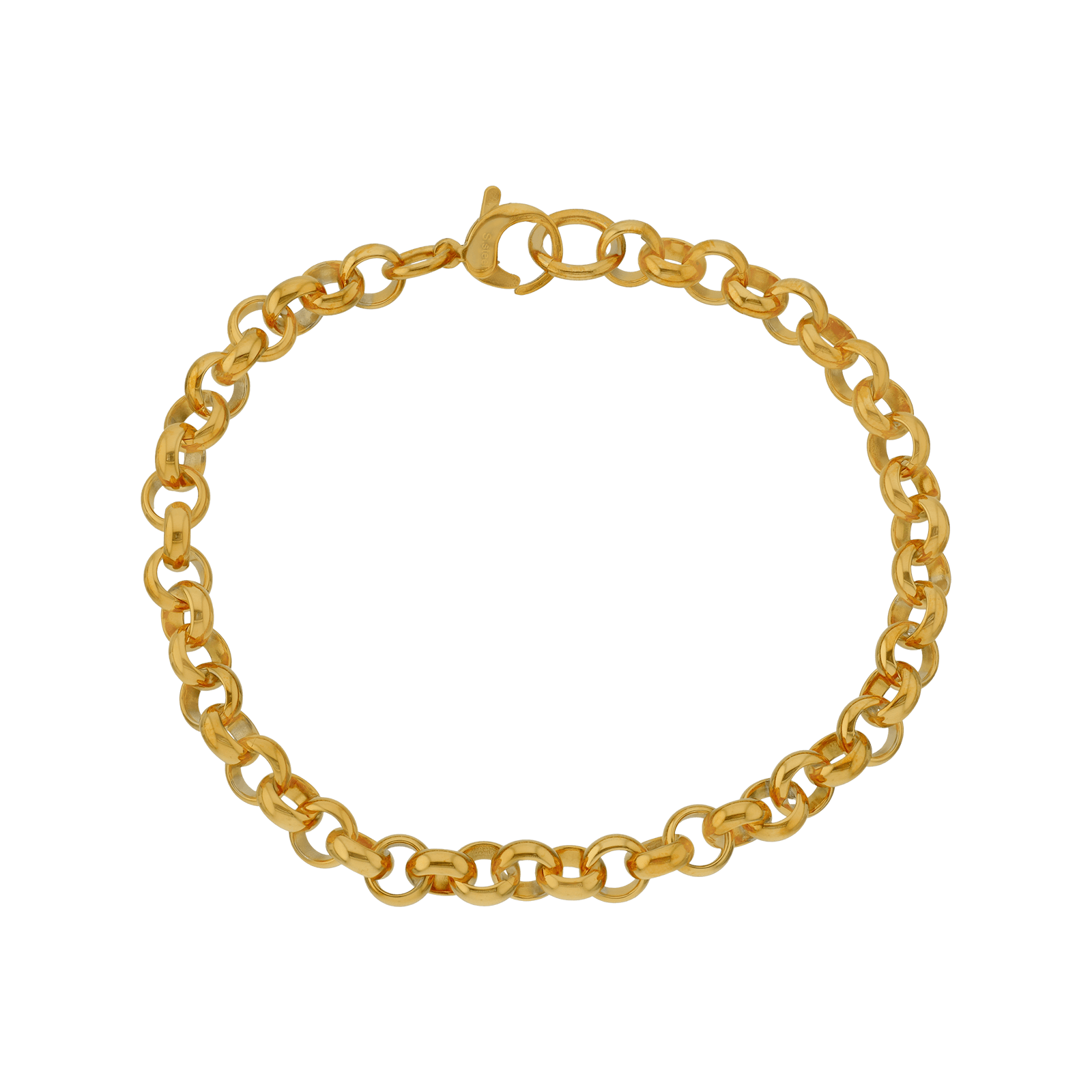 Bracelet Callas en acier doré maille jaseron de 6,5 mm, 21 cm