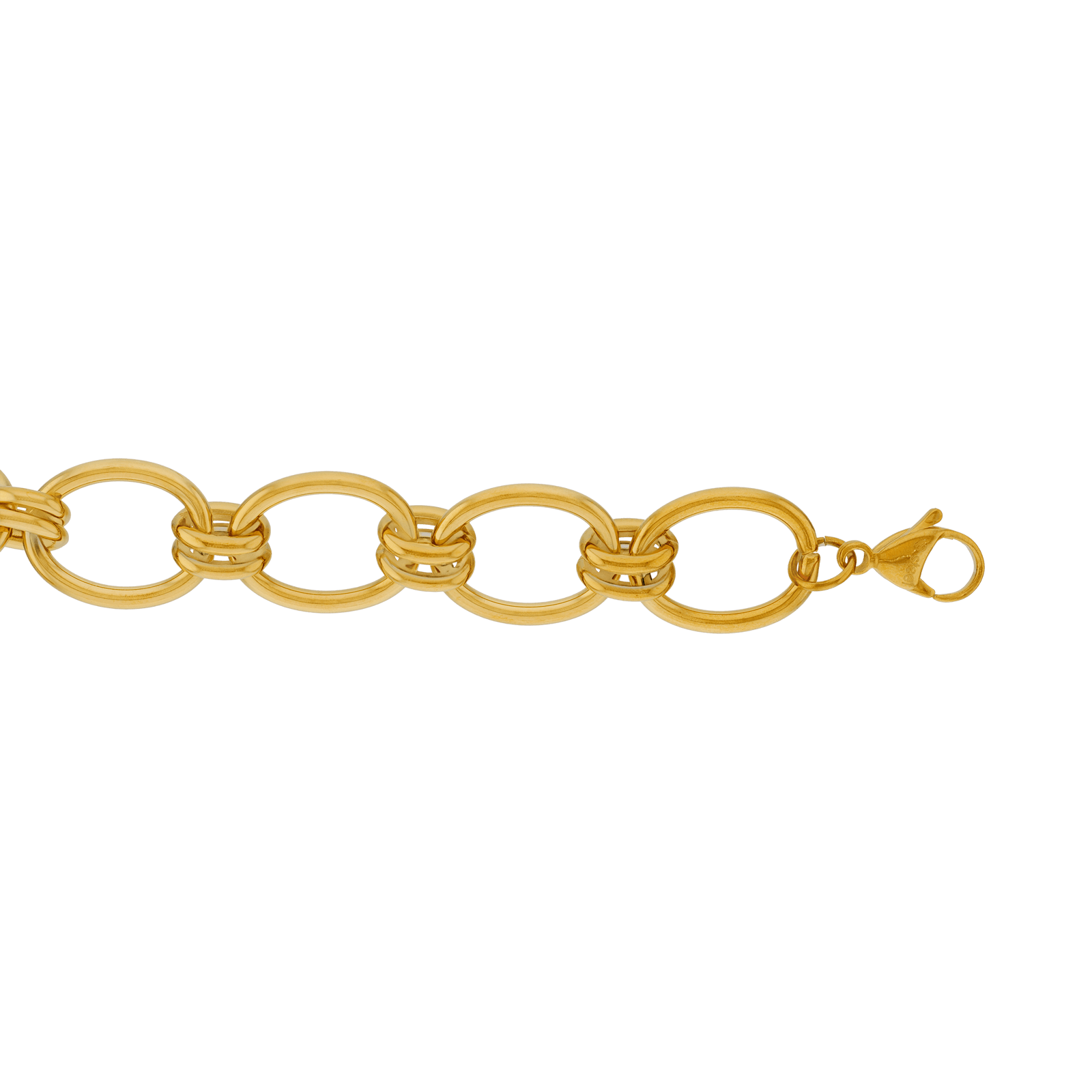 Bracelet Callas en acier doré maille forçat lisse alternée, 17,5 cm avec rallonge de 3 cm