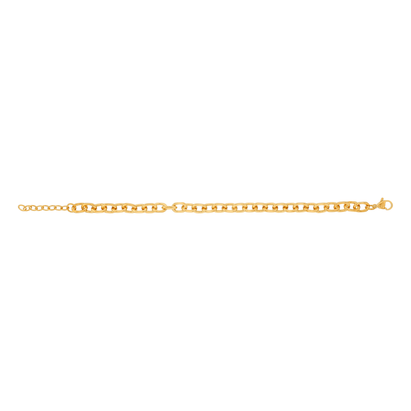 Bracelet Callas en acier doré maille forçat lisse, 19 cm avec rallonge de 3 cm