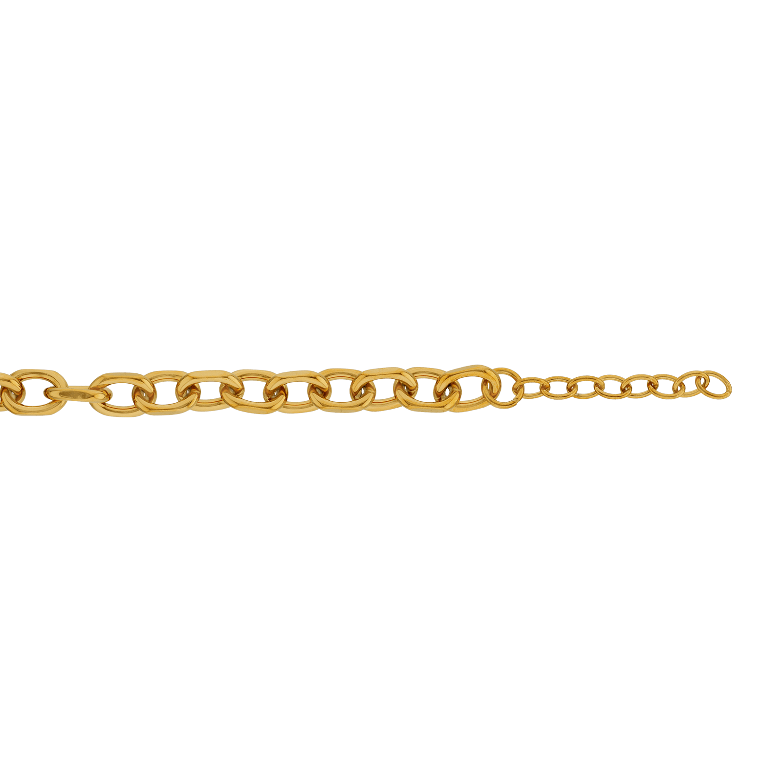 Bracelet Callas en acier doré maille forçat lisse, 19 cm avec rallonge de 3 cm