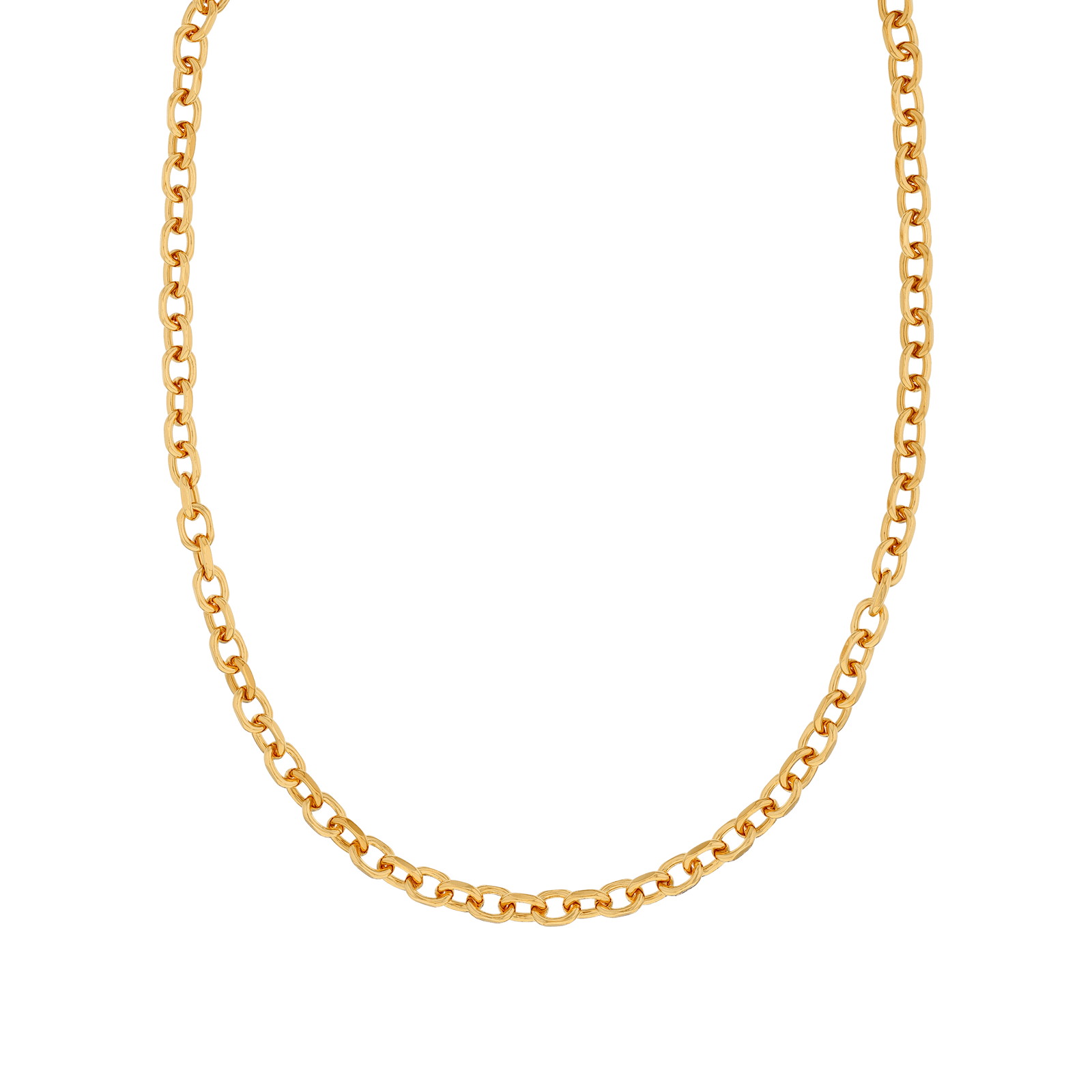 Collier Callas en acier doré maille forçat lisse, 60 cm
