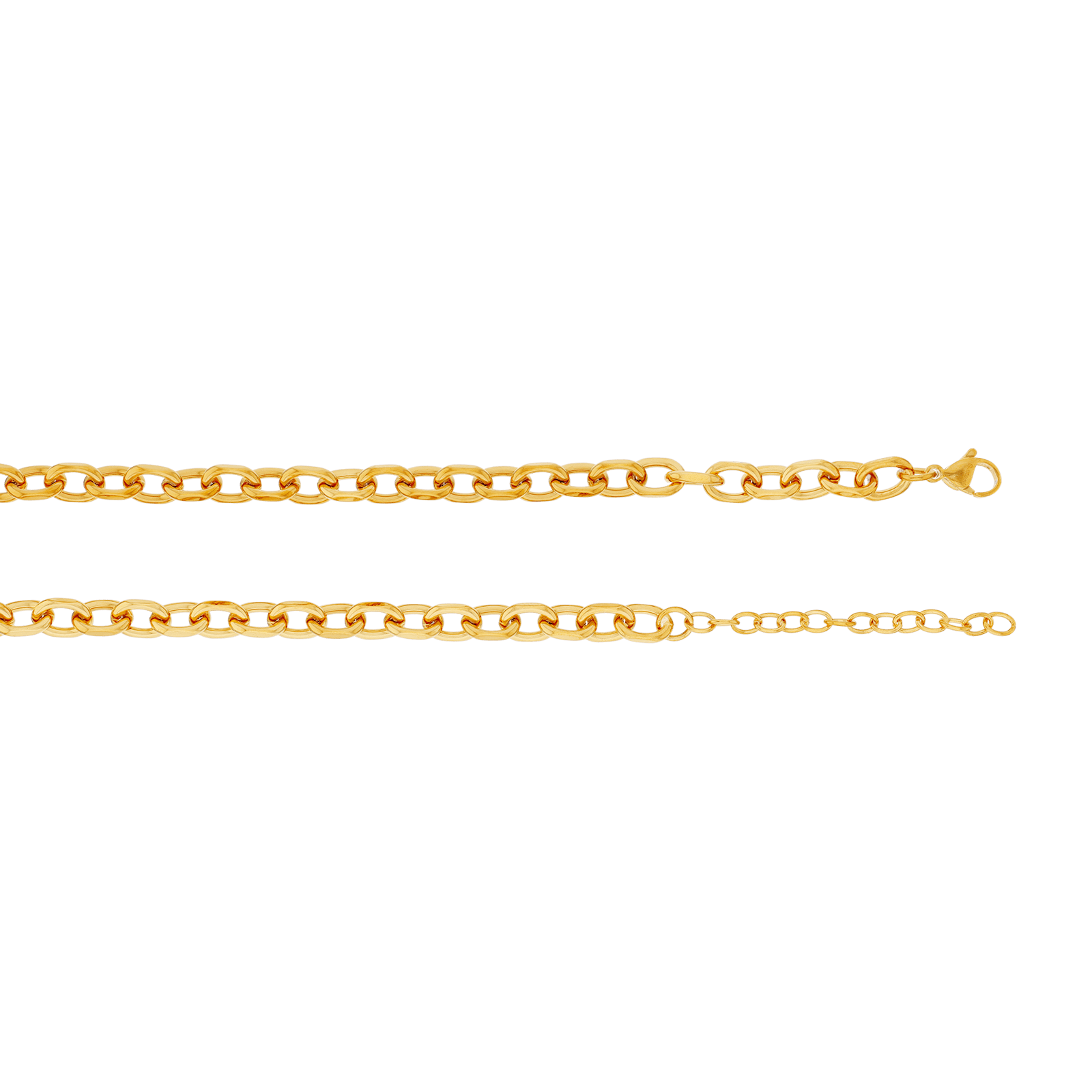 Collier Callas en acier doré maille forçat lisse, 60 cm