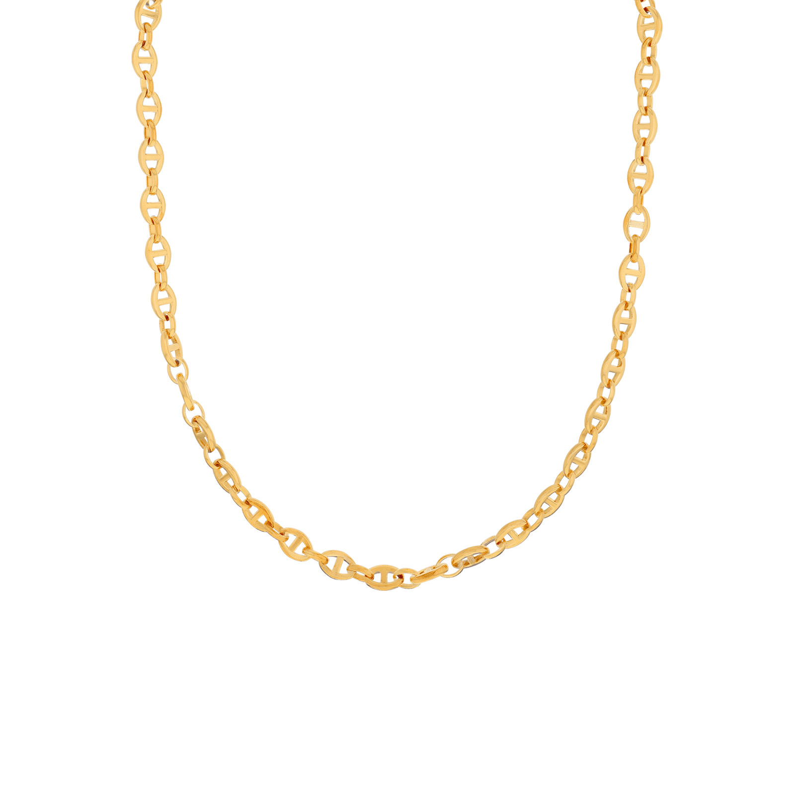 Collier Callas en acier doré maille forçat lisse, 70 cm
