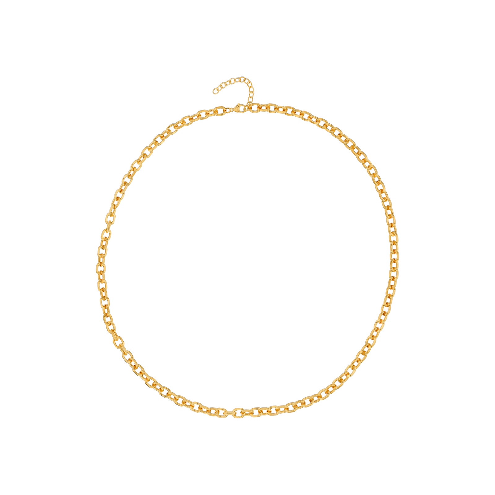 Collier Callas en acier doré maille forçat lisse, 70 cm