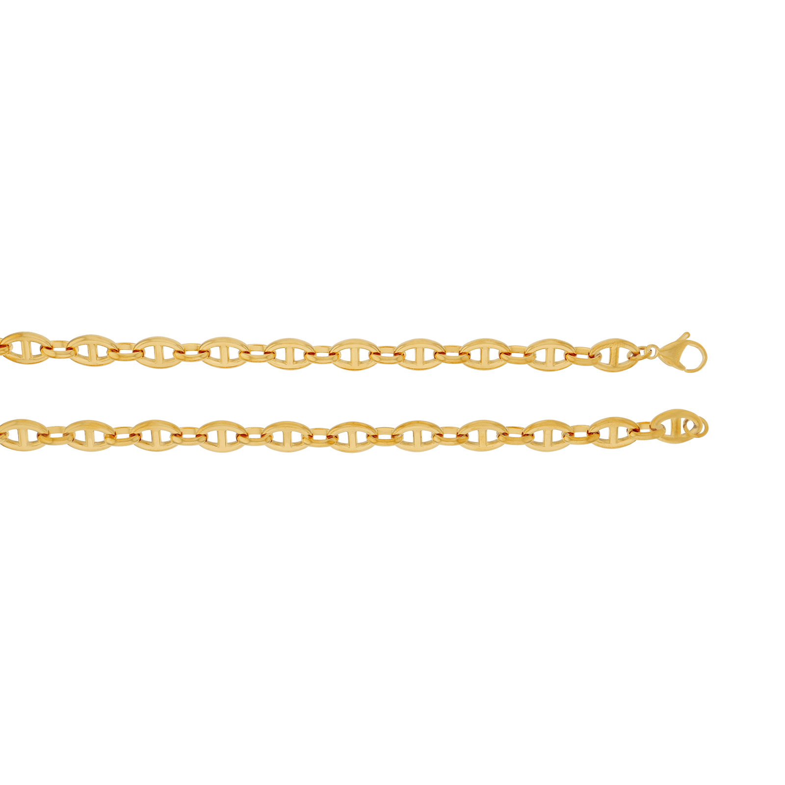 Collier Callas en acier doré maille forçat lisse, 70 cm