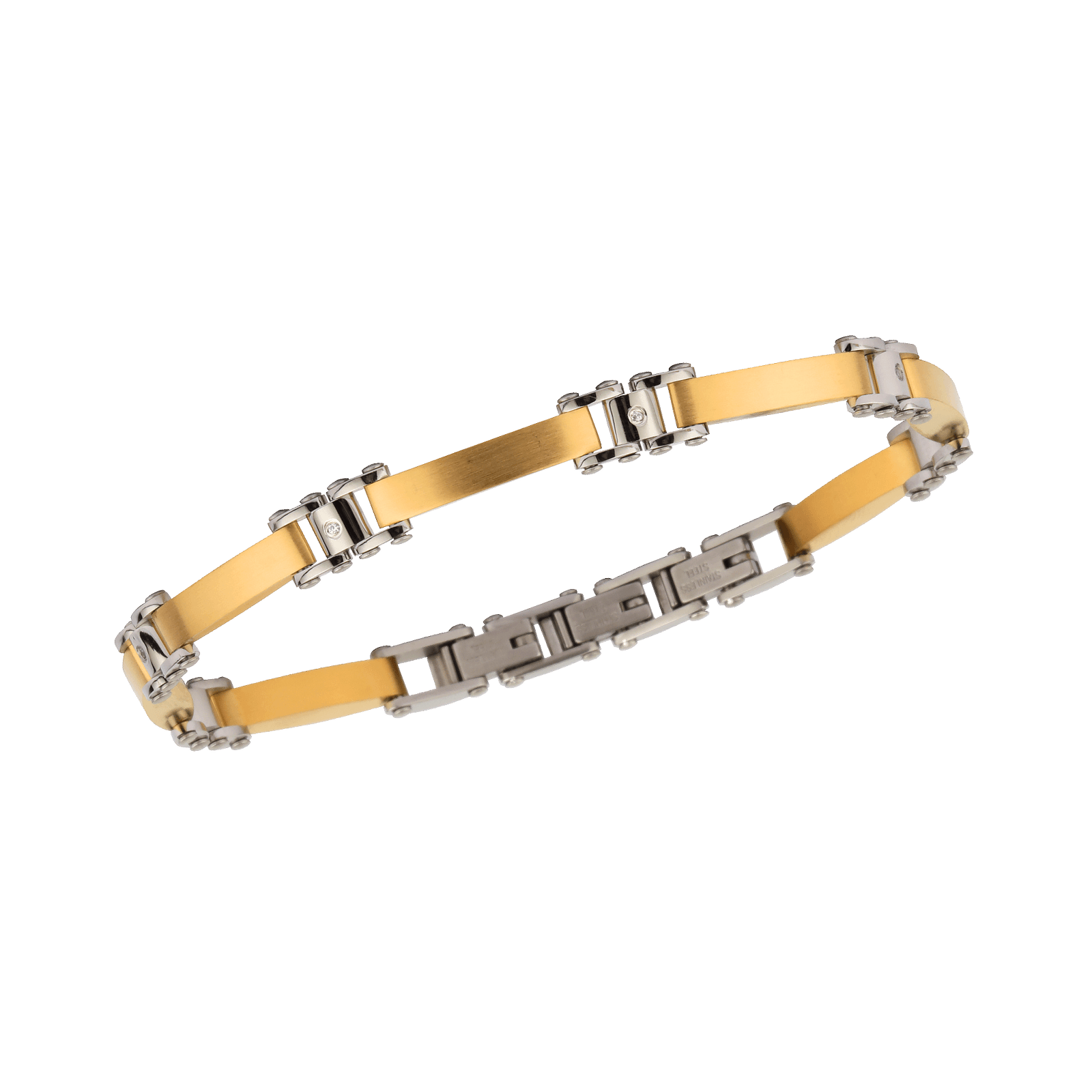 Bracelet Acier Bicolore Zirconium 7mm 19.5A21.5cm
