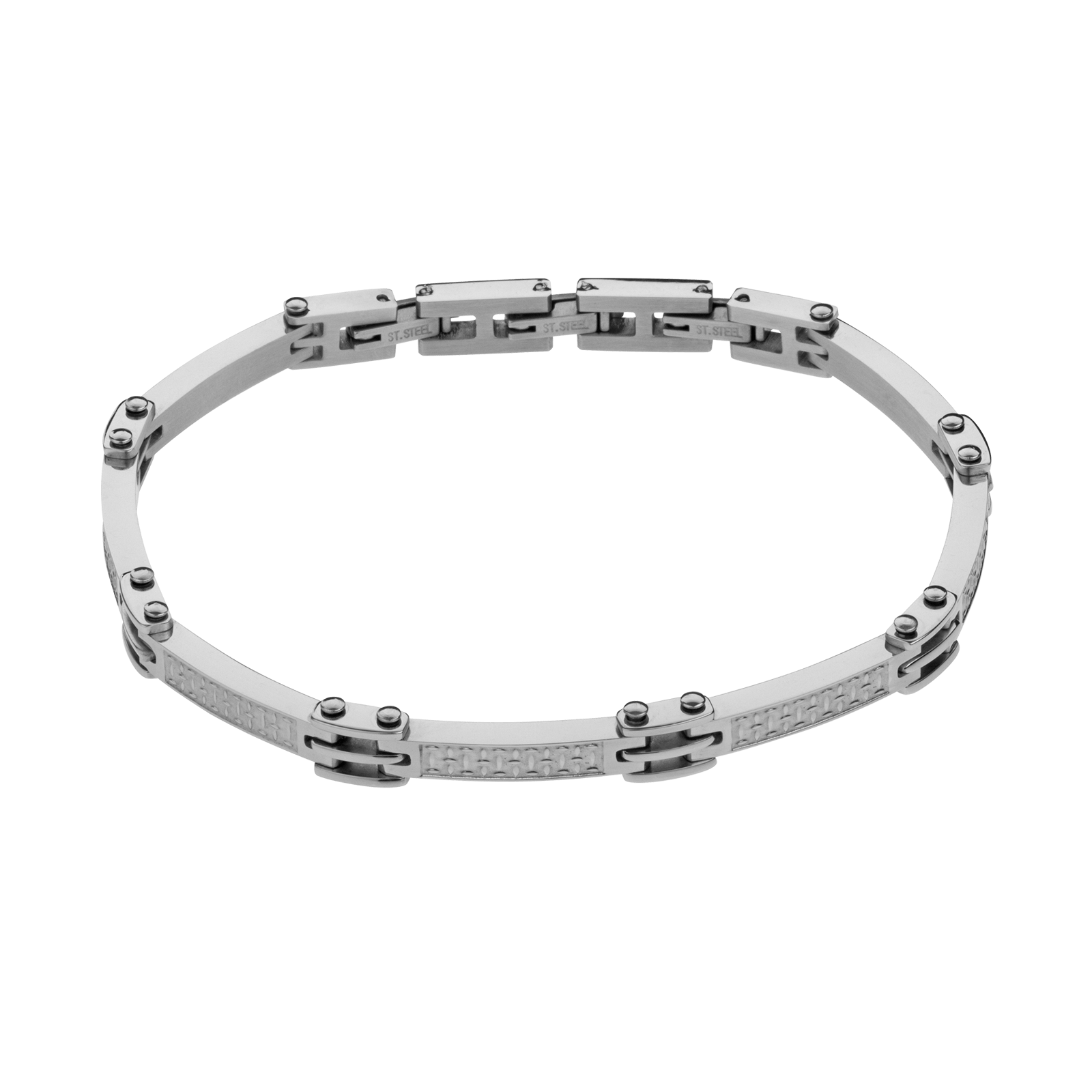 bracelet homme acier callas acier maillons martelé fantaisie 21cm