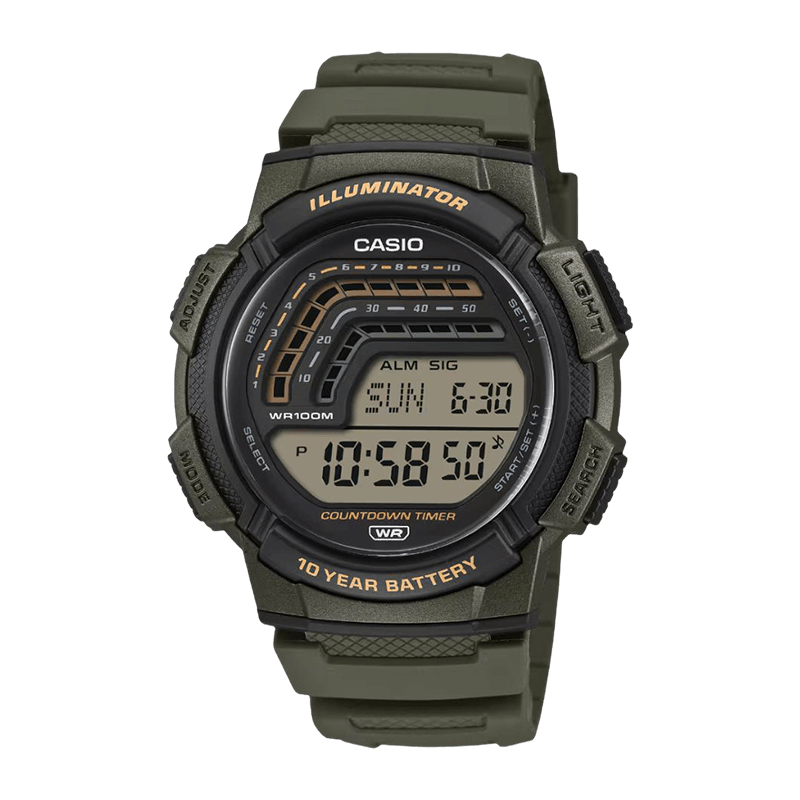 Montre Homme Casio Collection  Boîtier/Bracelet Résine Kaki/Vert (45mm) Digitale