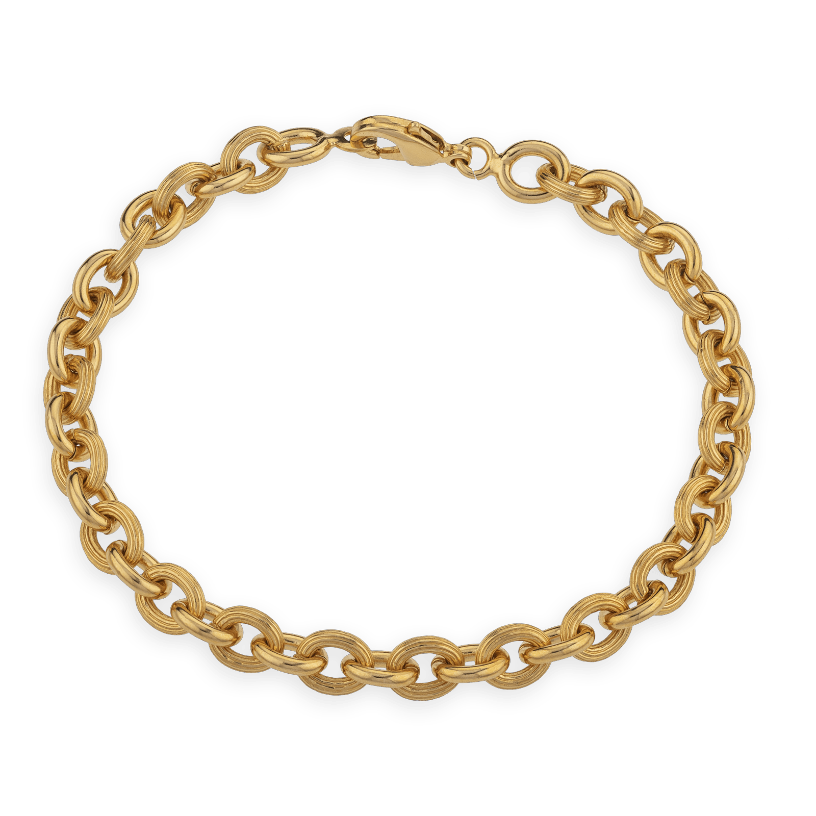 Bracelet Plaqué Or Maille Forçat Lisse et Strié