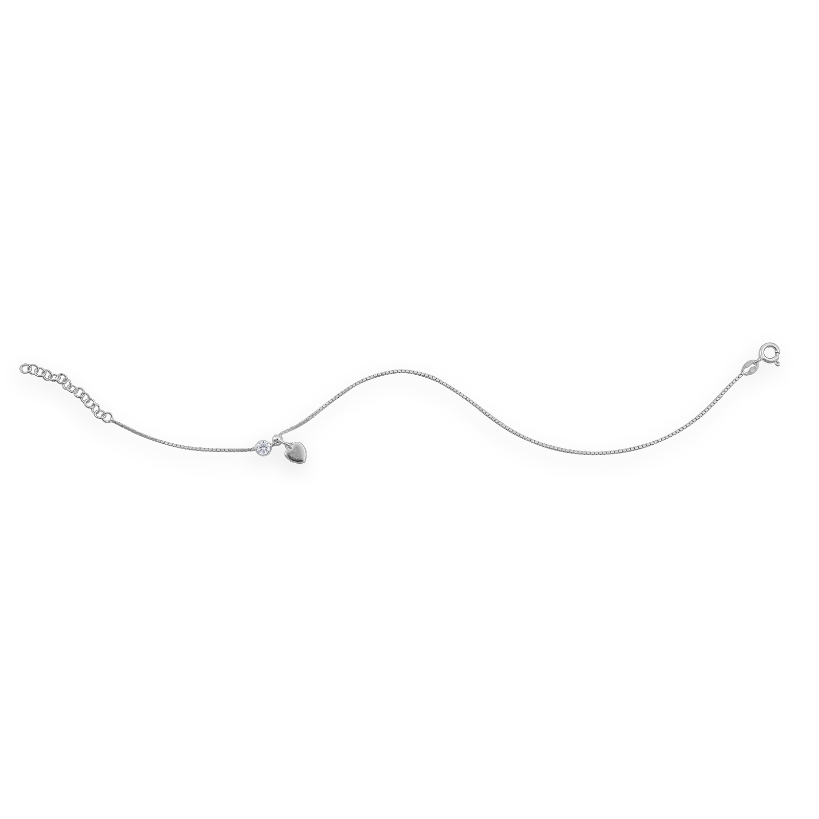 Chaîne Cheville Argent925 Coeur Et Zirconium