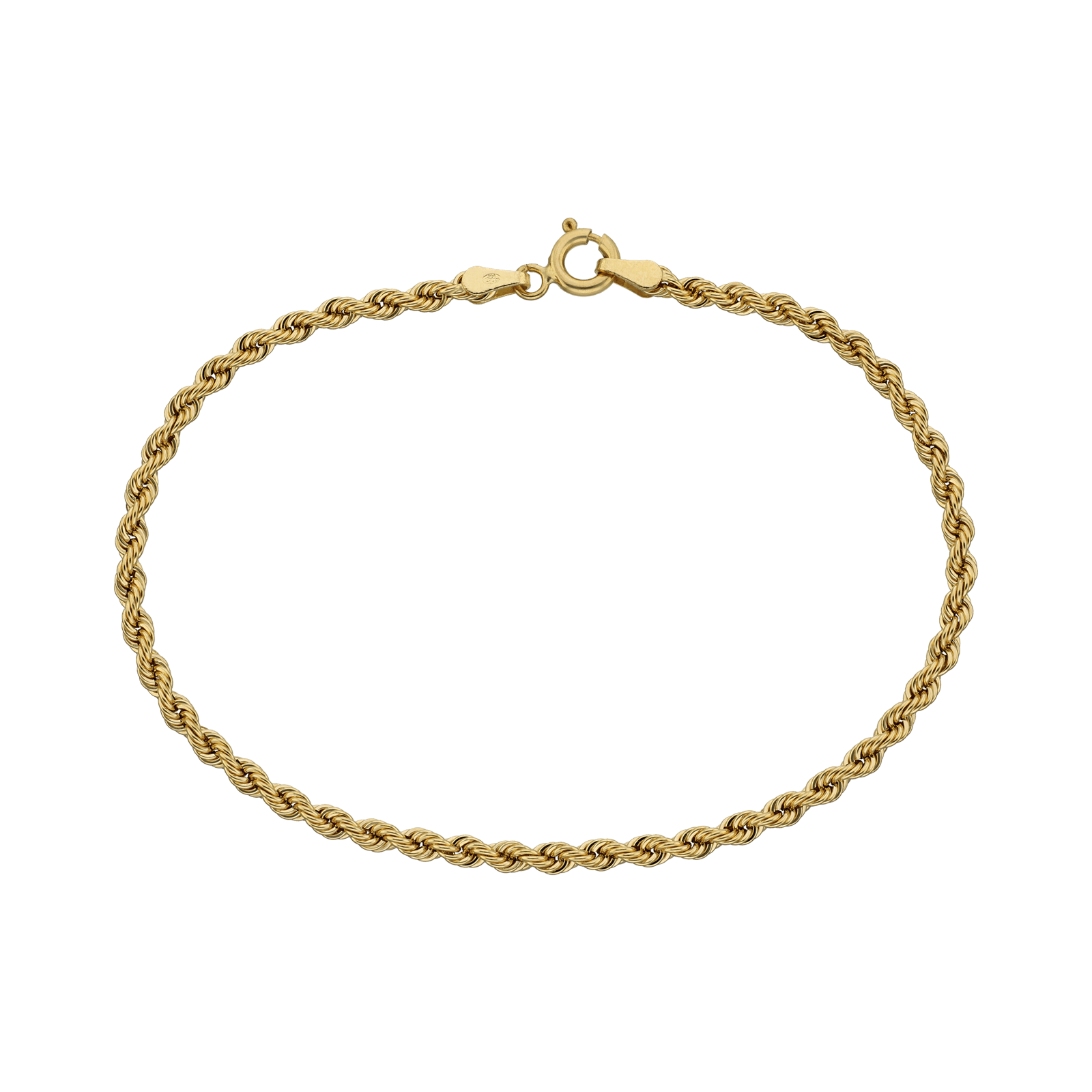 bracelet tout or jaune maille corde 2.7 millimètres 19 centimètres