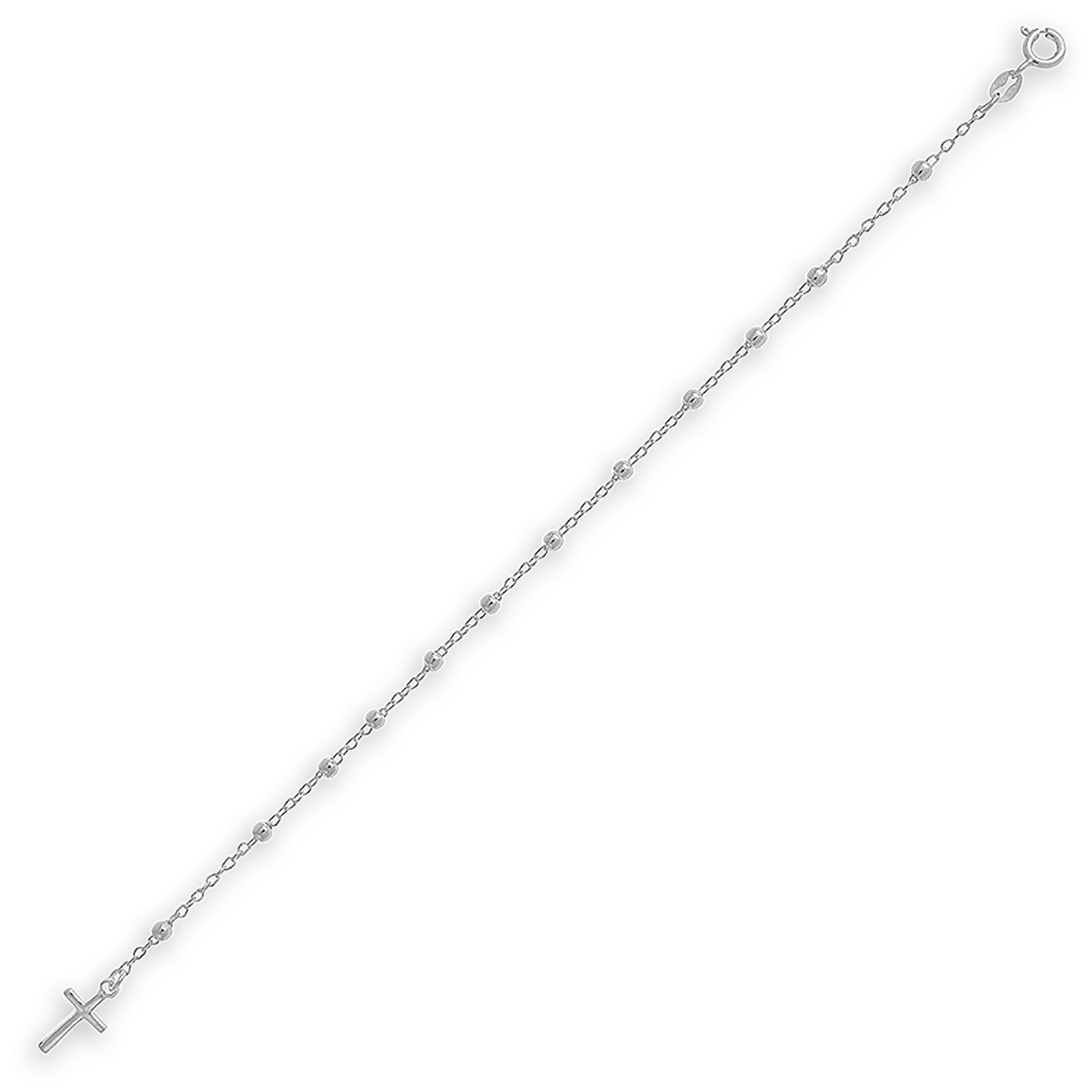 Bracelet Chapelet Argent925 Grain D'argent et Croix