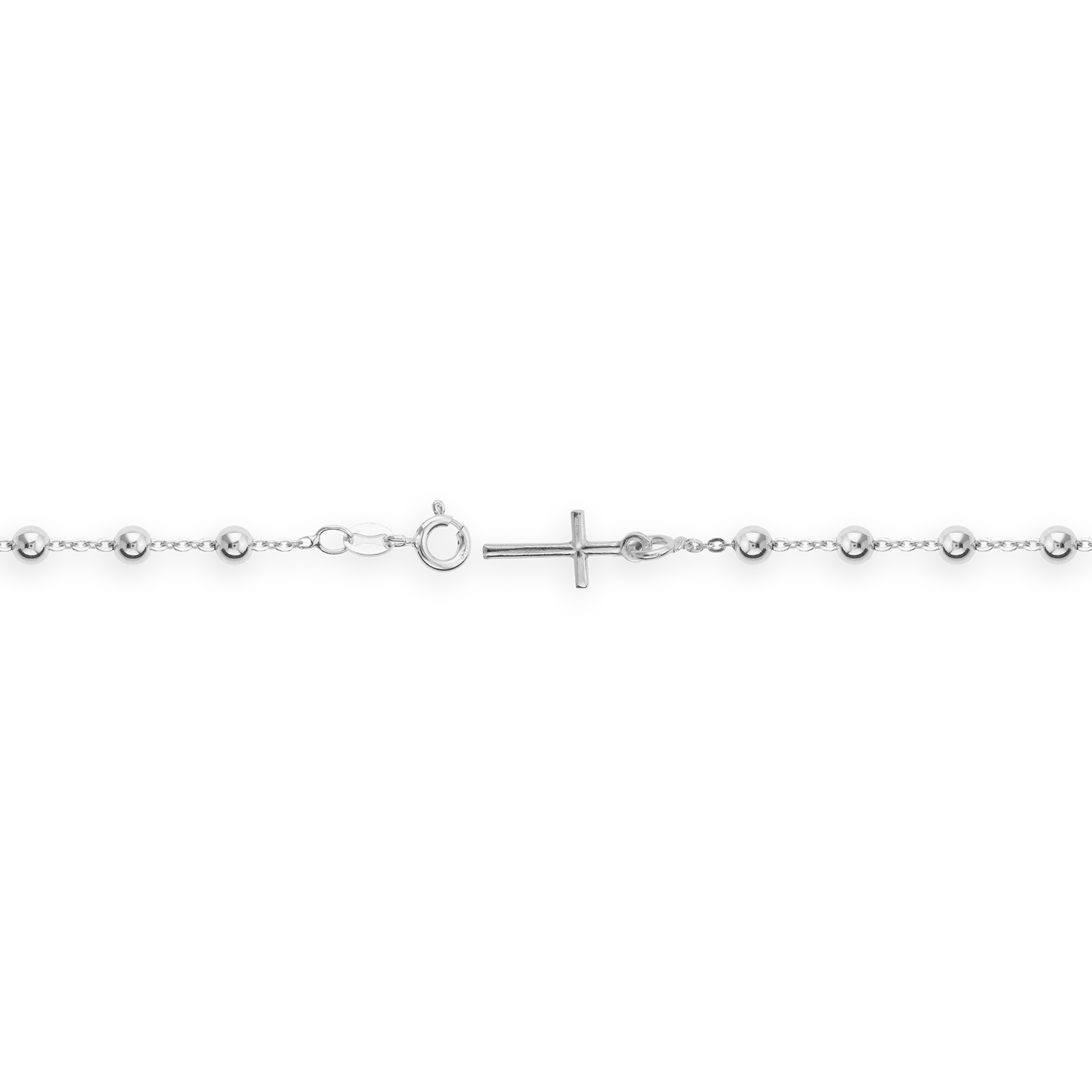 Bracelet Chapelet Argent925 Grain D'argent et Croix