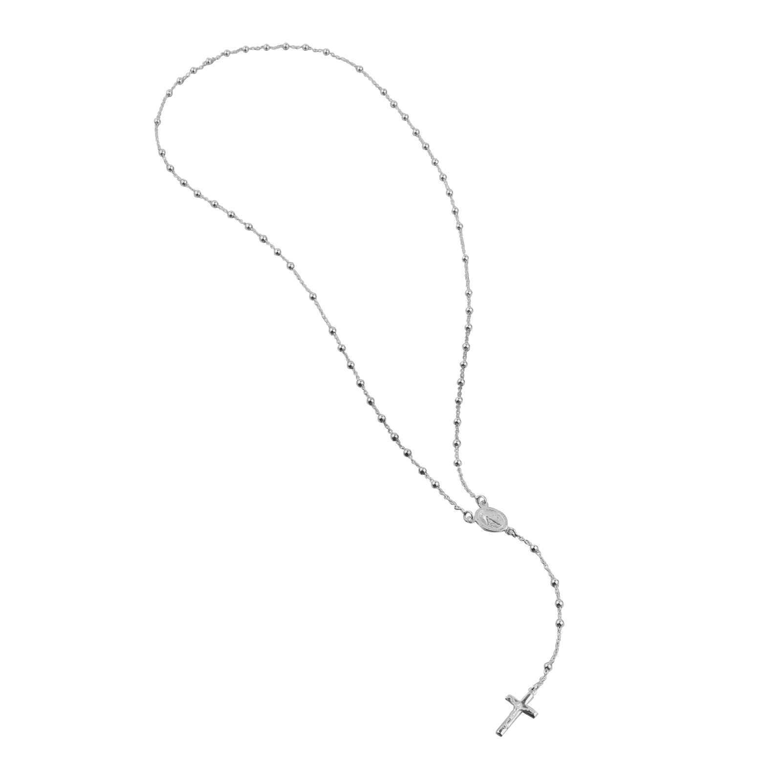 Collier chapelet argent médaille miraculeuse et croix