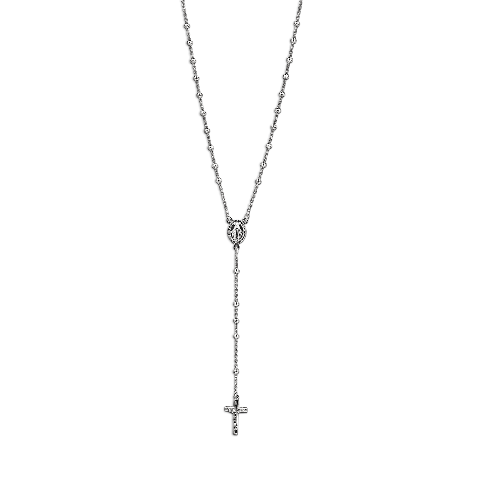 Collier chapelet argent médaille miraculeuse et croix