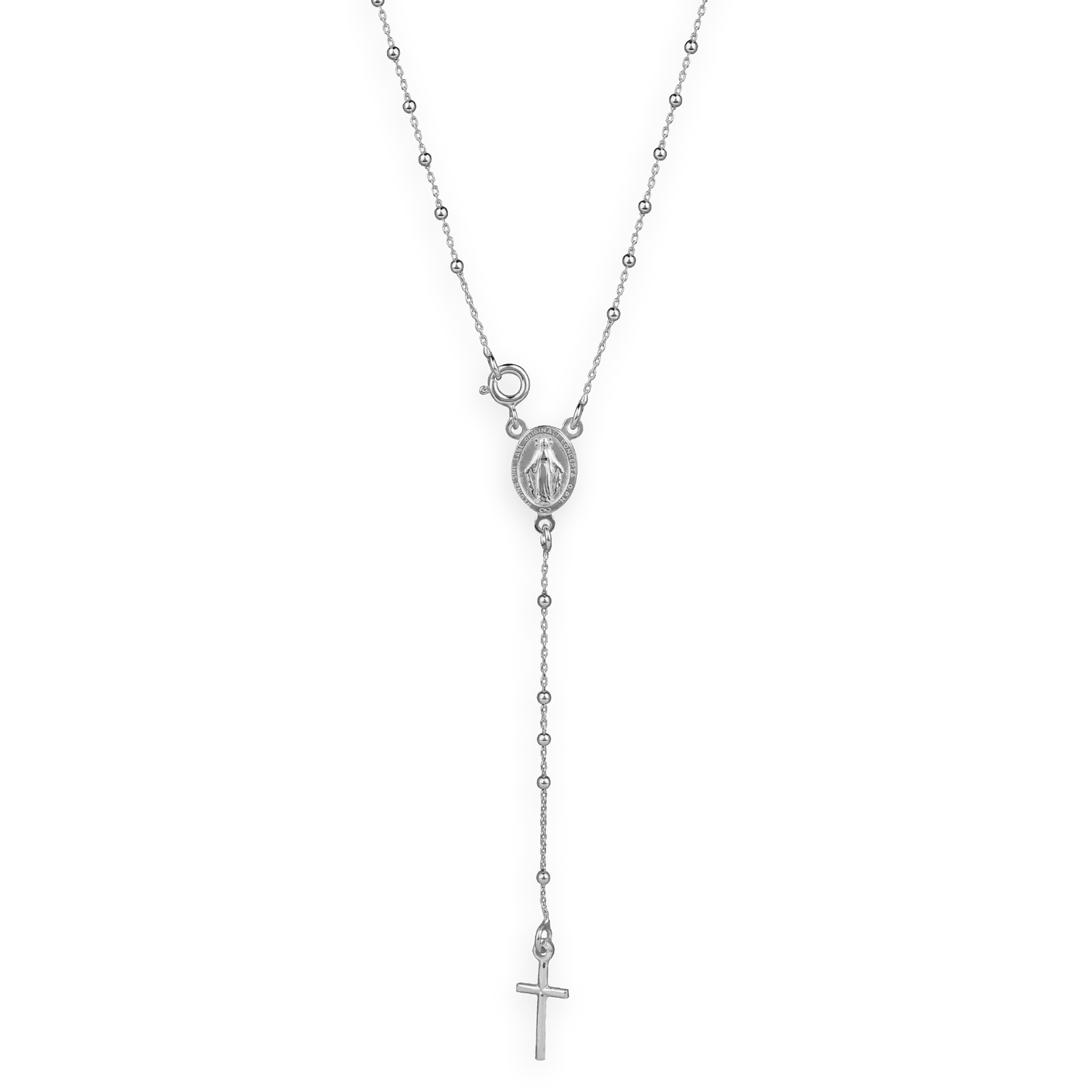 Collier chapelet argent médaille et croix
