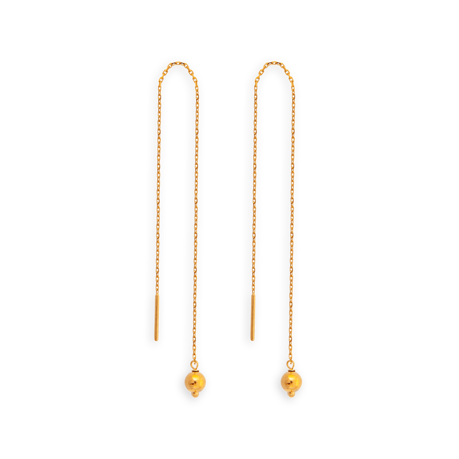 Boucles d'oreilles OR 750 pendant et grain d'or 5mm