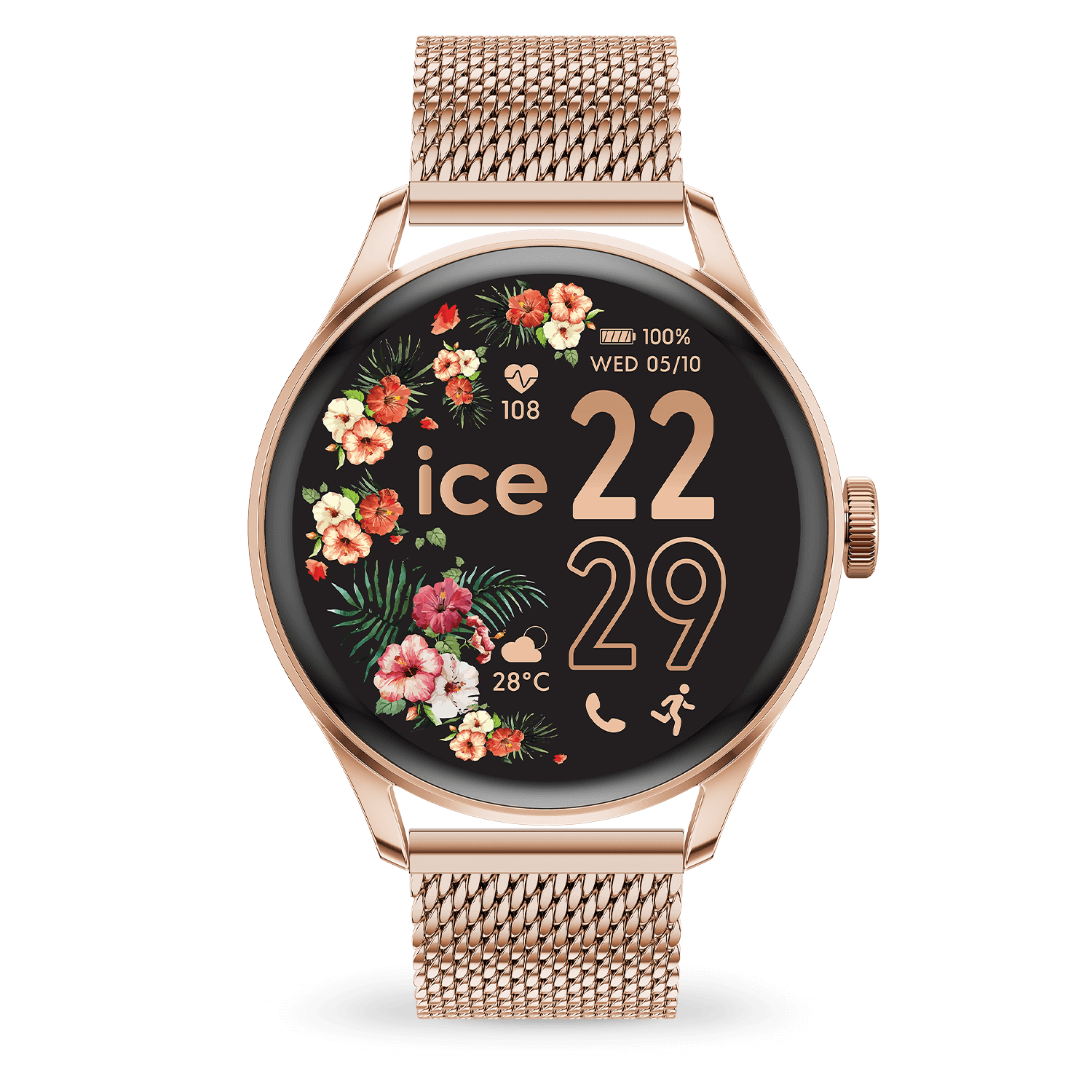 Ice Watch ICE smart 2.0 — Or rose, bracelet milanais, écran AMOLED 1,2"