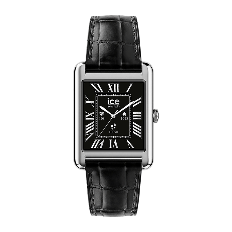 Montre Connectée Ice-Watch ICE Smart TK 2.0  Argent, bracelet cuir croco noir – 025380