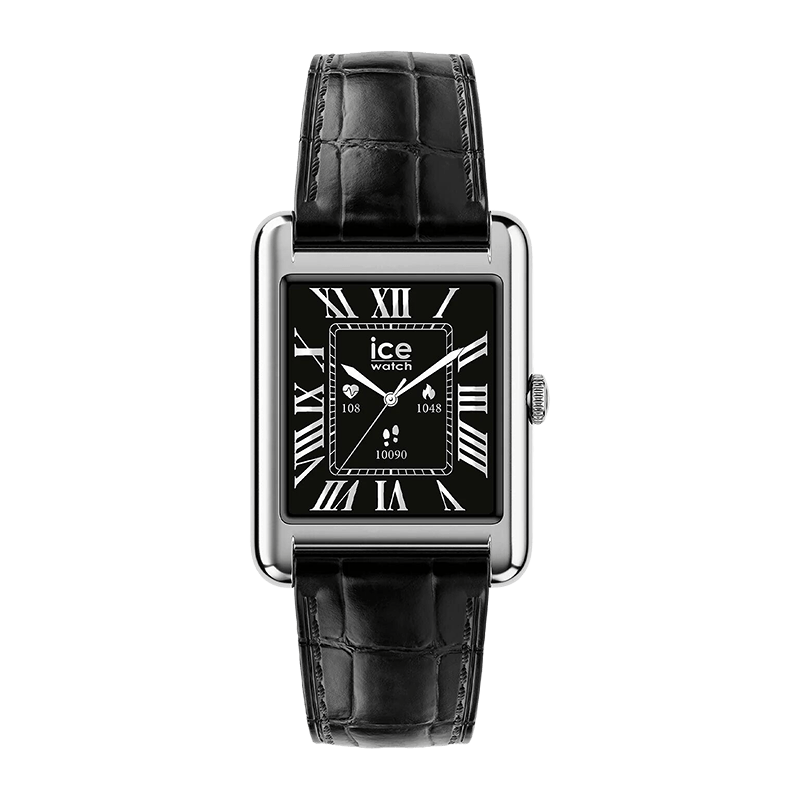Montre Connectée Ice-Watch ICE Smart TK 2.0  Argent, bracelet cuir croco noir – 025380
