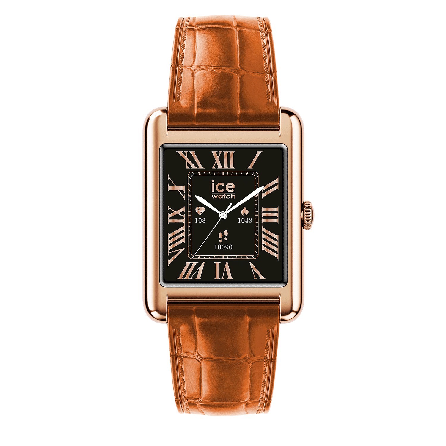 Ice Watch ICE smart TK 2.0 — Or rose, bracelet croco cognac, écran 1,41", boîtier 32 mm