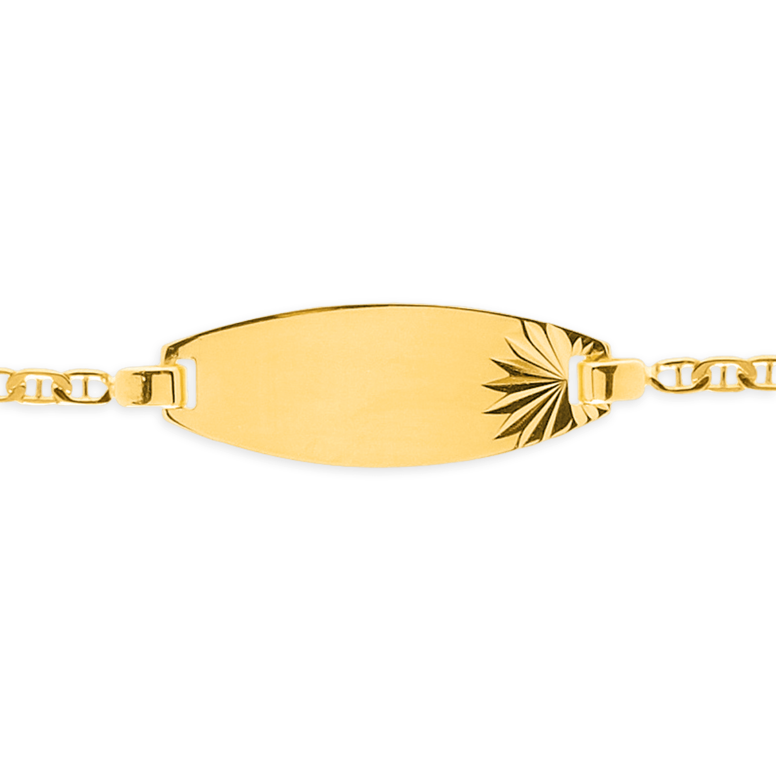 Bracelet Identité Or 375 Maille Marine 1.5mm Plaque 12  à 14cm