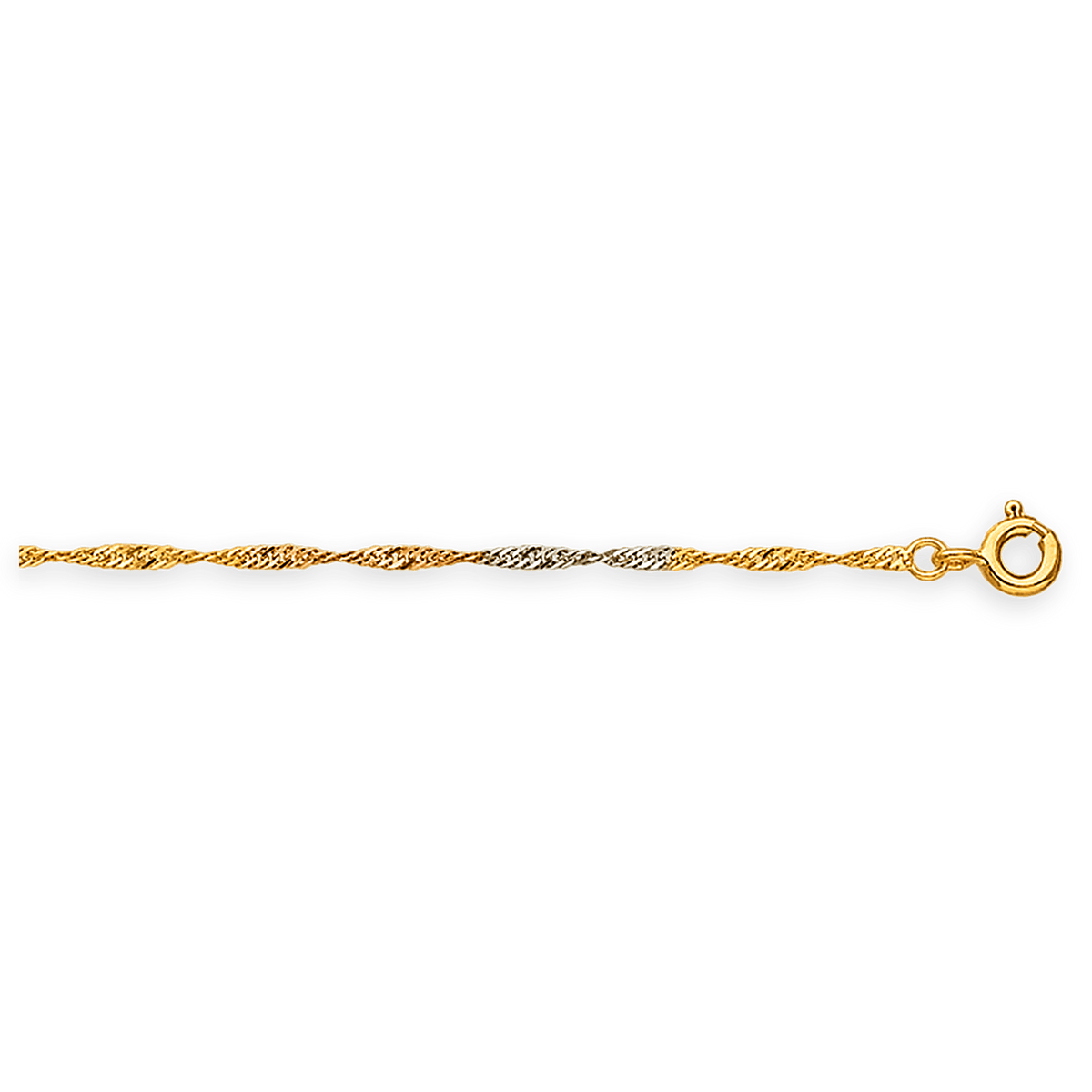 Chaîne Cheville Or 375 25cm Maille Singapour 1.5mm Tricolore