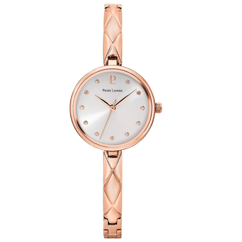 Montre Femme LEIA Cadran Argenté Bracelet Acier Doré-rose