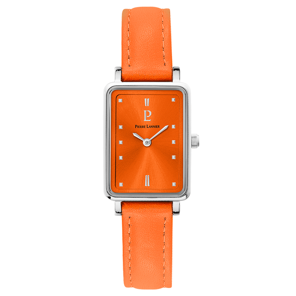 Montre Femme ARIANE Cadran Orange Bracelet Cuir  Orange