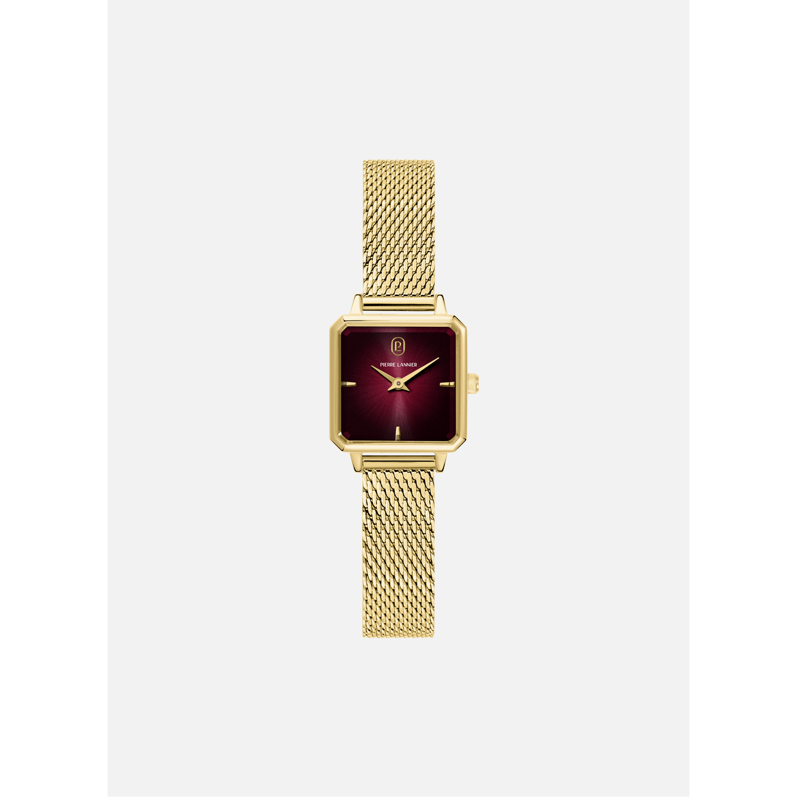 Montre Femme LEONOR Doré Cadran Bordeaux Bracelet Acier milanais Doré 12 MM